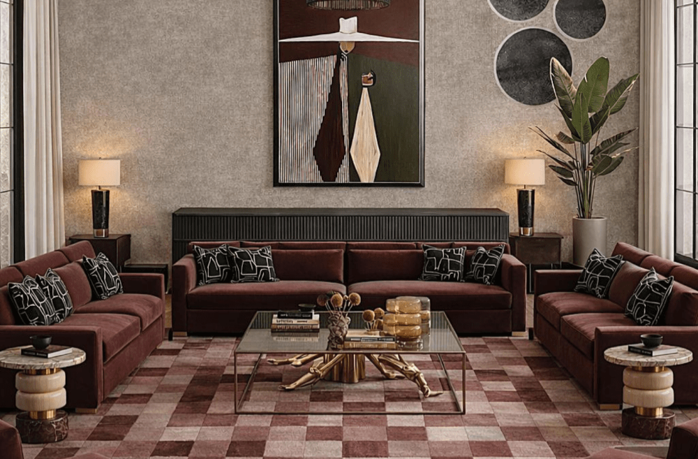 modern home design with neutral tones and marble surfaces design